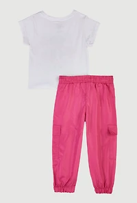 Toddler Girls Pretty Girl Graphic Tee and Cargo Joggers Set, Multi, Size 3T