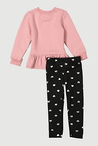 Toddler Girls Love Sweatshirt and Leggings with Headband, Pink, Size 4T