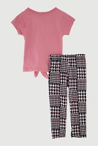 Toddler Girls Aint No Daddy Graphic Tee and Houndstooth Leggings, Multi, Size 4T