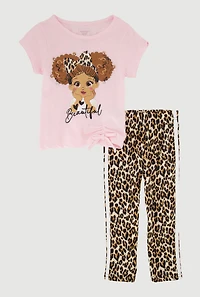 Toddler Girls Beautiful Glitter Graphic Tee and Leggings, Multi, Size 2T