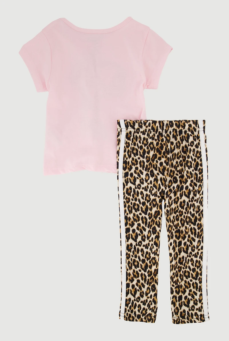 Toddler Girls Beautiful Glitter Graphic Tee and Leggings, Multi, Size 3T