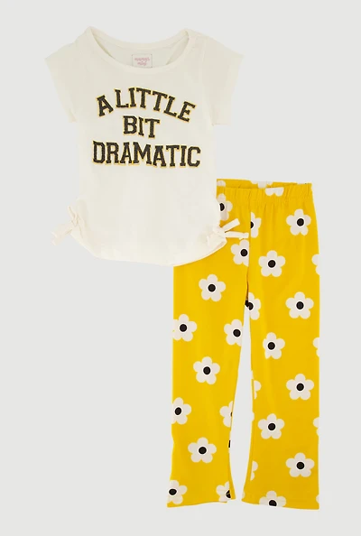 Toddler Girls Dramatic Graphic Tee and Pants, Yellow, Size 2T