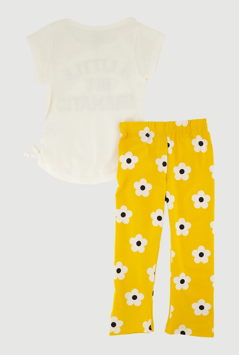 Toddler Girls Dramatic Graphic Tee and Pants, Yellow, Size 2T