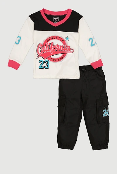 Toddler Girls Athletic Division California Graphic Tee and Cargo Joggers