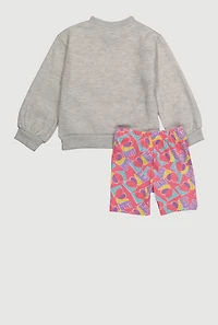 Toddler Girls Love Graphic Sweatshirt and Bike Shorts Set, Multi, Size 2T