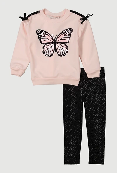 Toddler Girls Butterfly Graphic Sweatshirt and Leggings