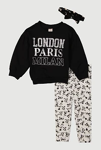 Toddler Girls Europe Sweatshirt and Leggings with Headband