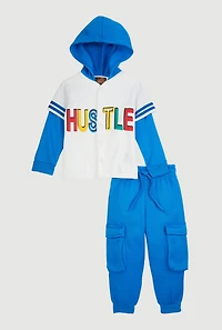 Toddler Boys Hustle Graphic Layered Look Top and Cargo Joggers, 2T
