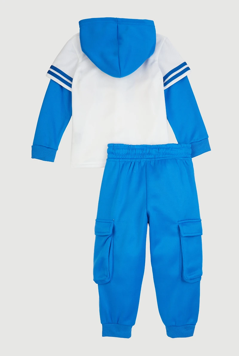 Toddler Boys Hustle Graphic Layered Look Top and Cargo Joggers