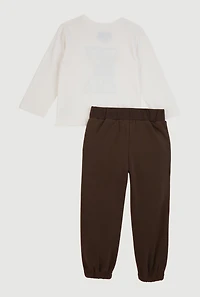 Toddler Boys King Floral Patch Graphic Tee and Sweatpants