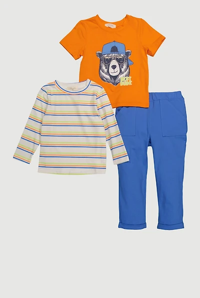 Toddler Boys Best Dude Graphic Tees and Pants Set, Multi, Size 3T