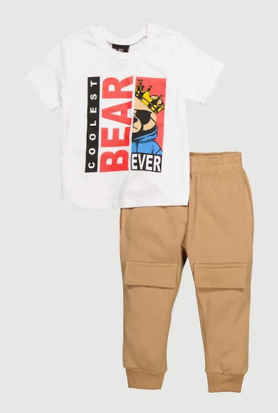 Toddler Boys Coolest Bear Ever T-Shirt and Joggers, Multi, Size 4T