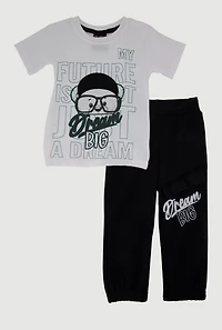 Toddler Boys Dream Big T-Shirt and Sweatpants Set, White,