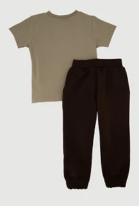 Toddler Boys Cool Bear Attitude T-Shirt and Sweatpants Set, Brown, Size 3T