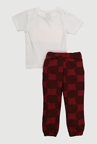 Toddler Boys Born Blessed Graphic Tee and Checkered Pants, Multi, Size 4T