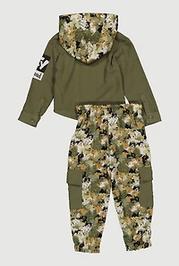 Toddler Boys Graphic Hooded Shirt and Cargo Sweatpants