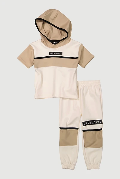 Toddler Boys Exclusive Graphic Hooded Top and Joggers Set, Multi, Size 4T