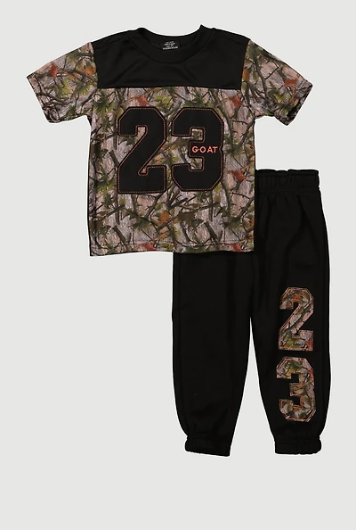 Toddler Boys Hunter Camo GOAT 23 Graphic Sweatshirt and Sweatpants, Multi, Size 3T