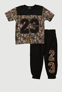 Toddler Boys Hunter Camo GOAT 23 Graphic Sweatshirt and Sweatpants, Multi, Size 3T