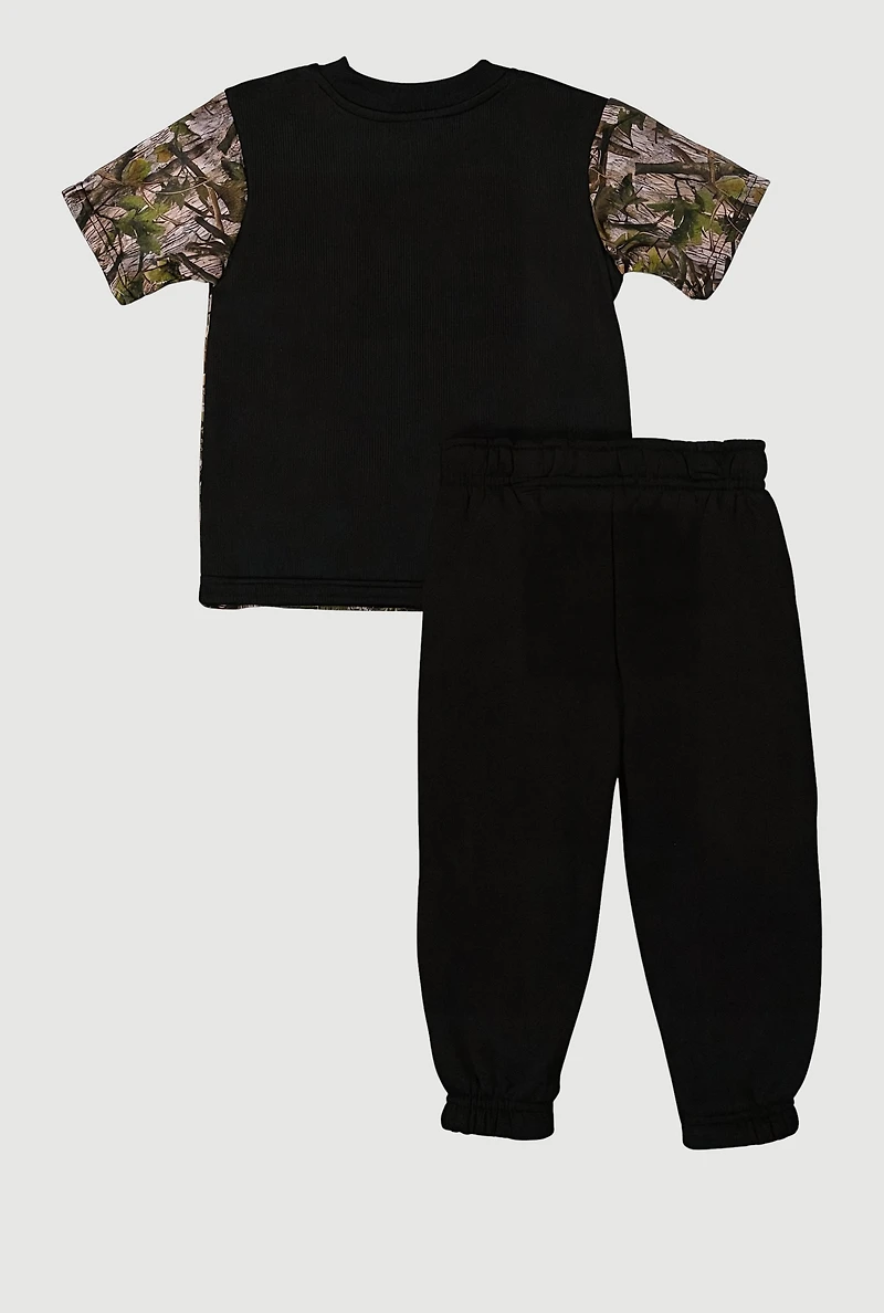 Toddler Boys Hunter Camo GOAT 23 Graphic Sweatshirt and Sweatpants, Multi, Size 2T