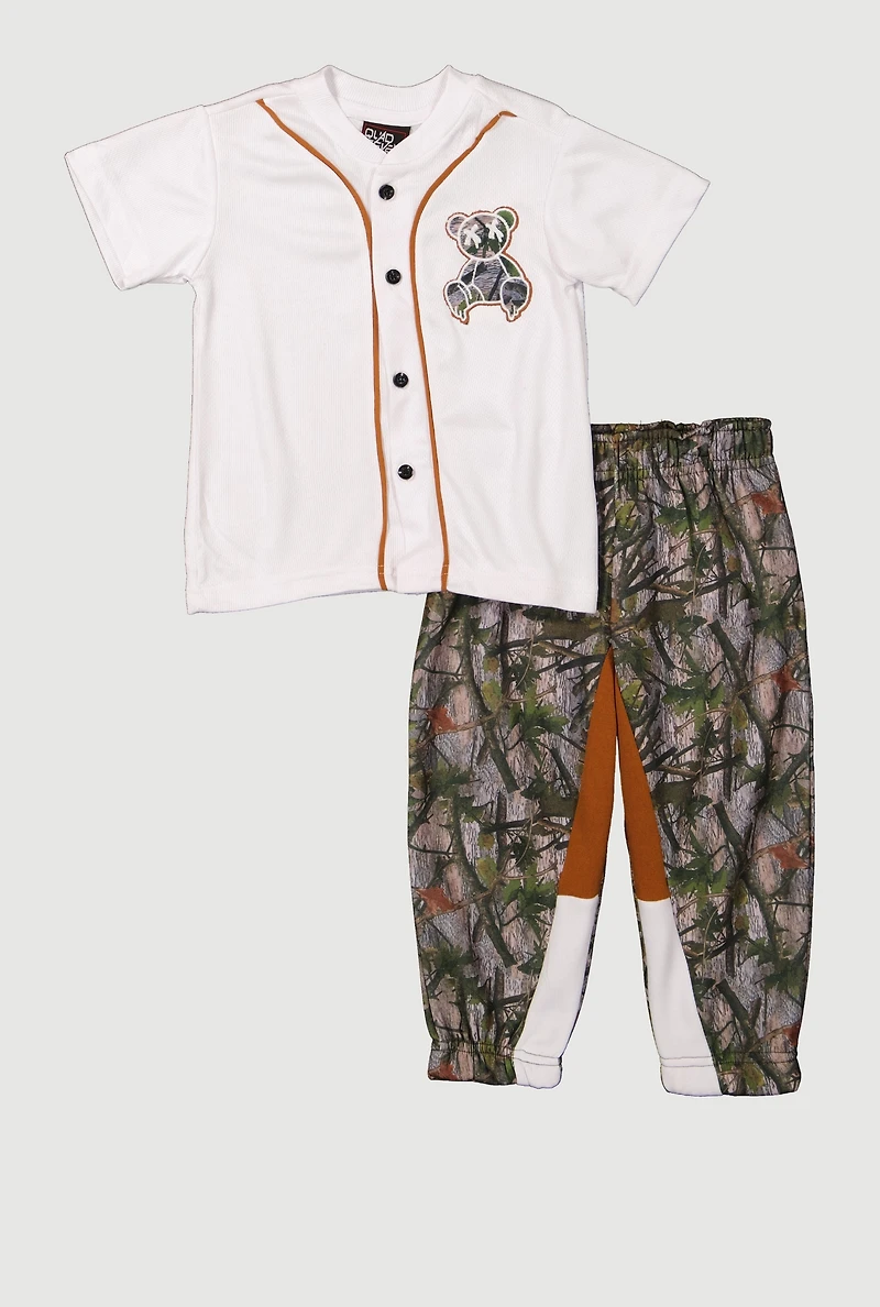 Toddler Boys Color Block Hunter Camo Graphic Tee and Sweatpants, Multi,