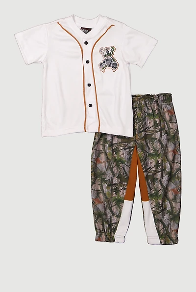 Toddler Boys Color Block Hunter Camo Graphic Tee and Sweatpants, Multi,