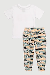 Toddler Boys Fresh Graphic Tee and Camo Sweatpants, Multi, Size 3T
