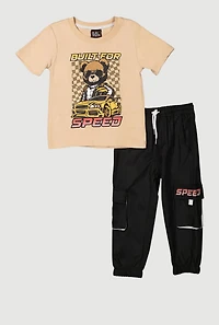 Toddler Boys Built For Speed Bear Graphic Tee and Joggers, Multi, Size 3T