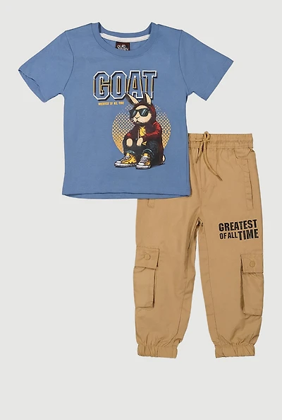 Toddler Boys GOAT Graphic Tee and Cargo Joggers, Multi, Size 4T