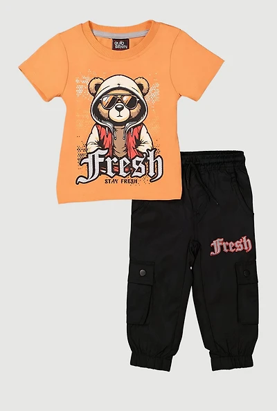 Toddler Boys Stay Fresh Bear Graphic Tee and Joggers, Multi, Size 4T
