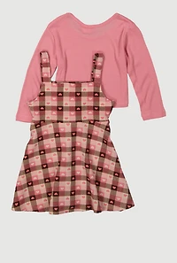 Toddler Girls Gingham Hearts Dress with Top