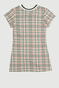 Toddler Girls Sequin Chenille Patch Houndstooth Graphic Dress, Multi, Size 2T