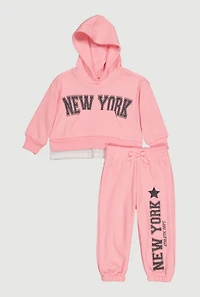 Toddler Girls New York Graphic Hoodie and Sweatpants