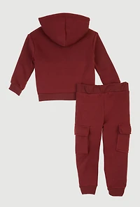 Toddler Girls Sherpa Lined Hoodie and Cargo Joggers