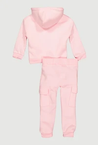 Toddler Girls Sherpa Lined Hoodie and Cargo Joggers, Pink, Size 2T