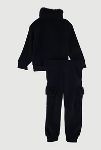 Toddler Girls Bow Chenille Quarter Zip Sweatshirt and Joggers