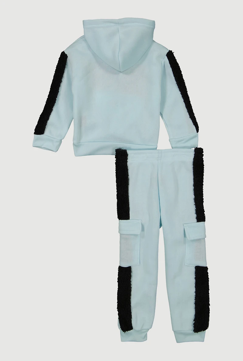 Toddler Girls Sherpa Detail Perfect Graphic Hoodie and Sweatpants, 4T