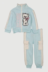 Toddler Girls Color Block Pretty Graphic Sweatshirt and Sweatpants