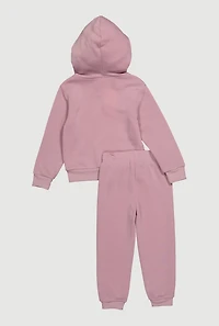 Toddler Girls Hug Me Graphic Hoodie and Sweatpants, Purple, Size 4T