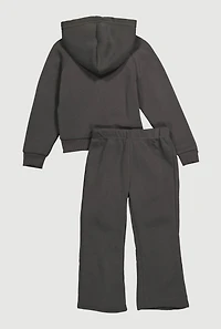 Toddler Girls Love Embroidered Graphic Hoodie and Sweatpants, Grey, Size 2T