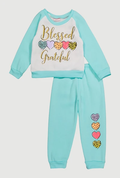 Toddler Girls Blessed Graphic Sweatshirt and Sweatpants
