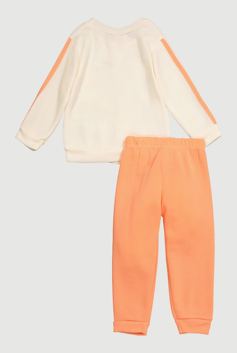 Toddler Girls Fleece Unique Graphic Sweatshirt and Joggers,