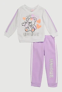 Toddler Girls Fleece Unique Graphic Sweatshirt and Joggers