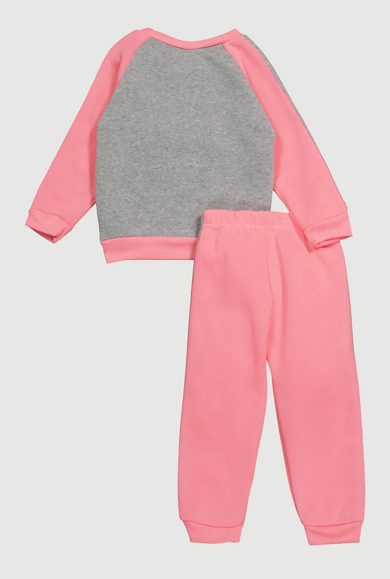 Toddler Girls Cool To Be Kind Graphic Sweatshirt and Joggers, Pink, Size 2T