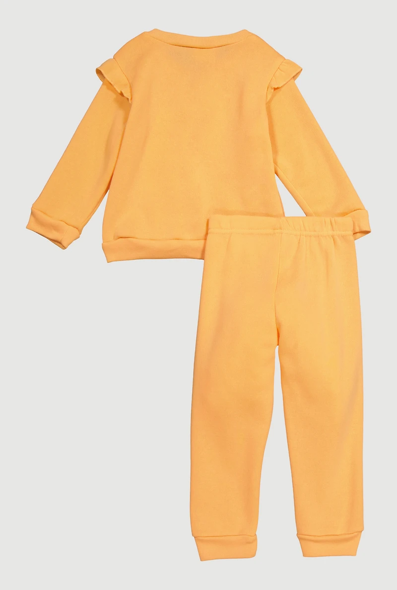 Toddler Girls Team Cute Graphic Sweatshirt and Sweatpants,