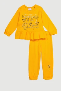 Toddler Girls Mommy Is My Bestie Sweatshirt and Sweatpants, Orange,