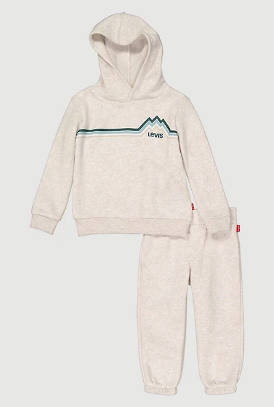 Toddler Boys Levi Print Striped Sweatshirt and Sweatpants, Grey, Size 3T