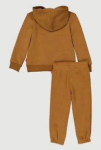 Toddler Boys Striped Levi Print Sweatshirt and Sweatpants, Brown, Size 3T