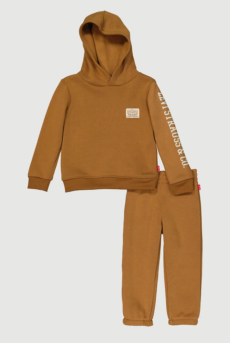 Toddler Boys Levis Graphic Hoodie and Sweatpants, Brown, Size 2T