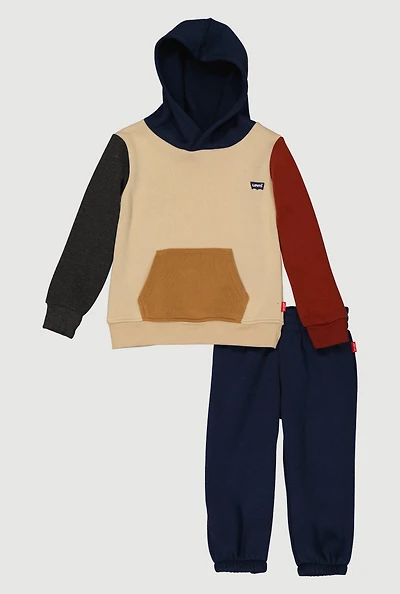 Toddler Boys Color Block Hoodie and Sweatpants, Multi, Size 3T